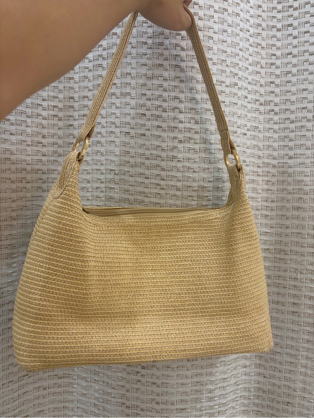 Woven Shoulder Bag in Beige